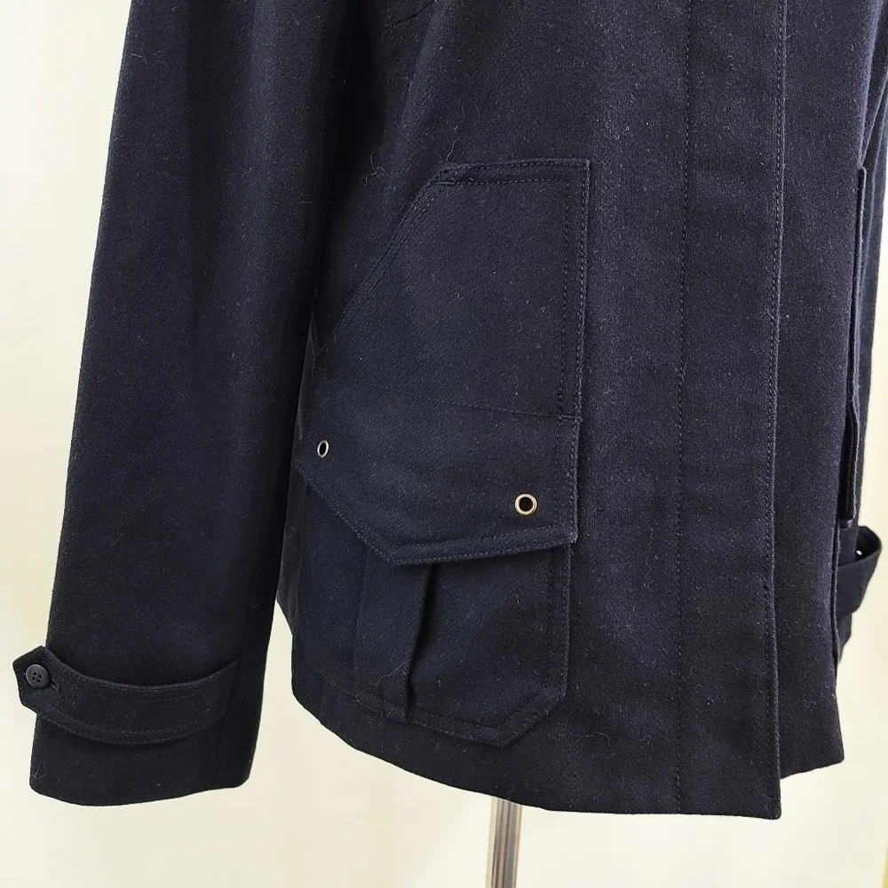 J. Crew hidden button black wool coat size small - Picture 4 of 5